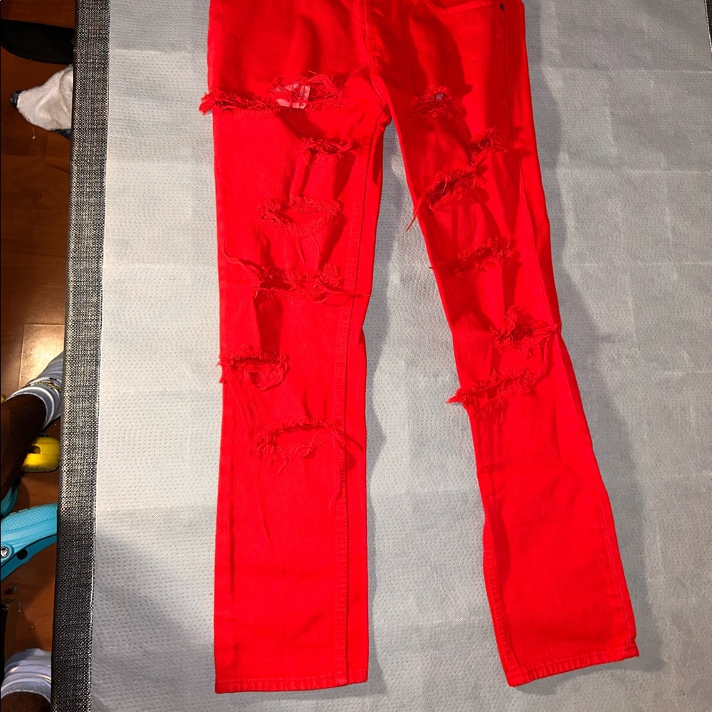 Red Ripped Jeans - Picture 2 of 4